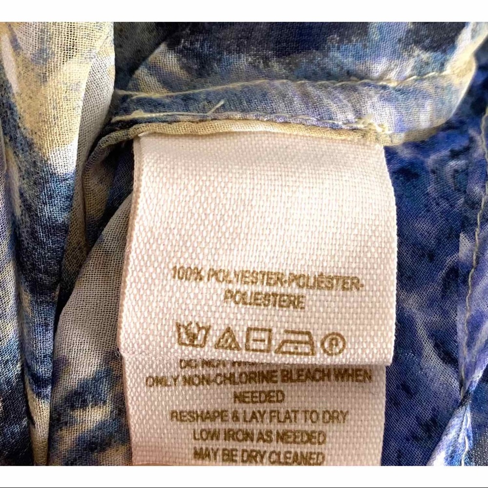 Free People Sheer Blouse Top Blue Print Medium - Picture 5 of 5